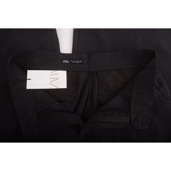 Zara Womans Pants trouser Size L Black Wide Leg High Waist 5427/420 NWT - Picture 6 of 7